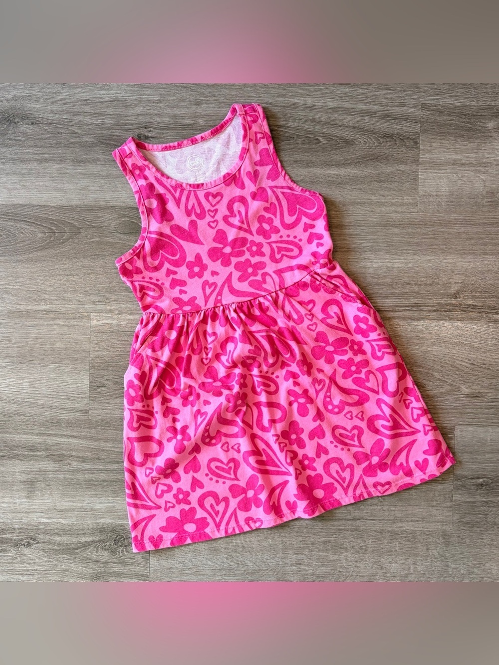 Wonder Nation little girls pink heart flower dress